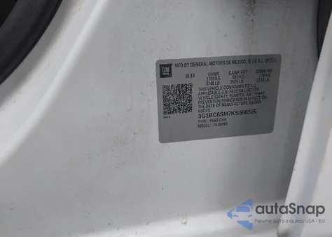 2019 Chevrolet Cruze Ls из США, поврежденный, VIN 3G1BC6SM7KS586526